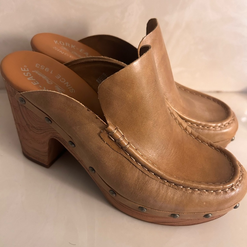 Kork-Ease Light Brown Leather Slip-On heeled mules - Picture 3 of 6